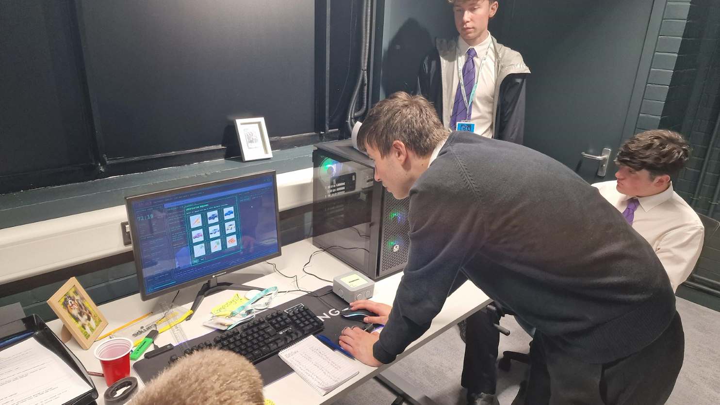 Post-16 students working together at the Cyber Innovation Academy